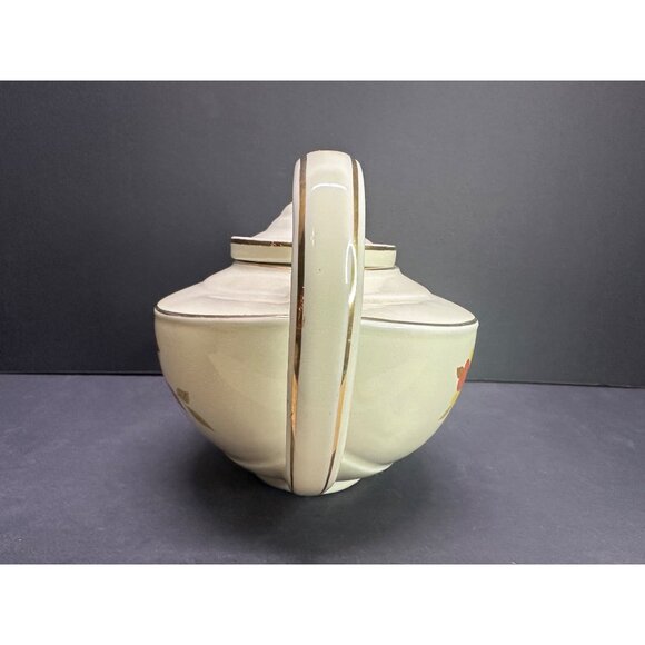 Vtg Hall Superior Jewel Autumn Leaf Pattern Aladdin Teapot Infuser Lid 9.5" Long - Picture 5 of 16